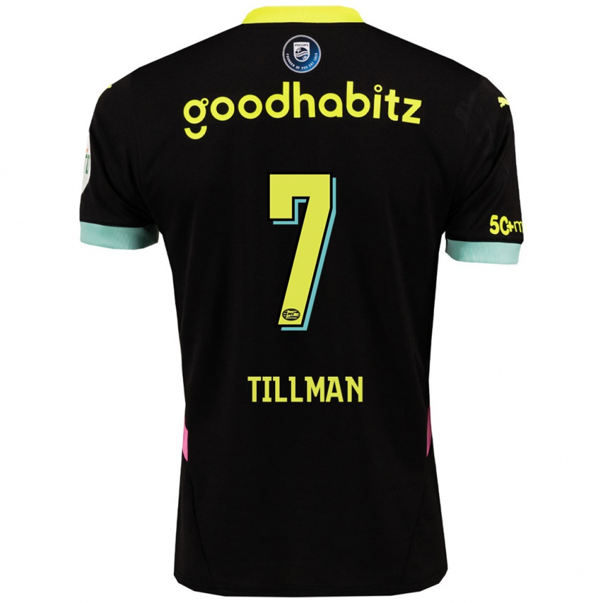 Uomo Maglia Malik Tillman #7 Nero Giallo Kit Gara Away 2024/25 Maglietta