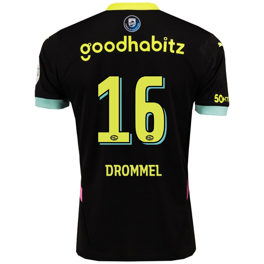 Uomo Maglia Joel Drommel #16 Nero Giallo Kit Gara Away 2024/25 Maglietta