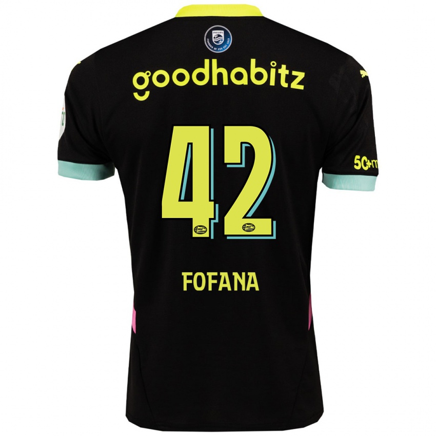 Uomo Maglia Fode Fofana #42 Nero Giallo Kit Gara Away 2024/25 Maglietta