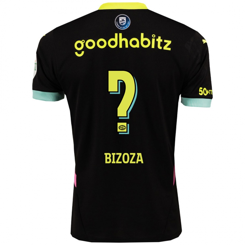 Uomo Maglia Kevin Bizoza #0 Nero Giallo Kit Gara Away 2024/25 Maglietta