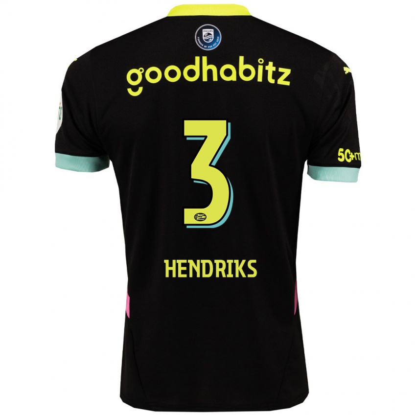 Uomo Maglia Gwyneth Hendriks #3 Nero Giallo Kit Gara Away 2024/25 Maglietta