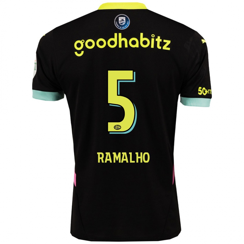 Uomo Maglia Andre Ramalho #5 Nero Giallo Kit Gara Away 2024/25 Maglietta