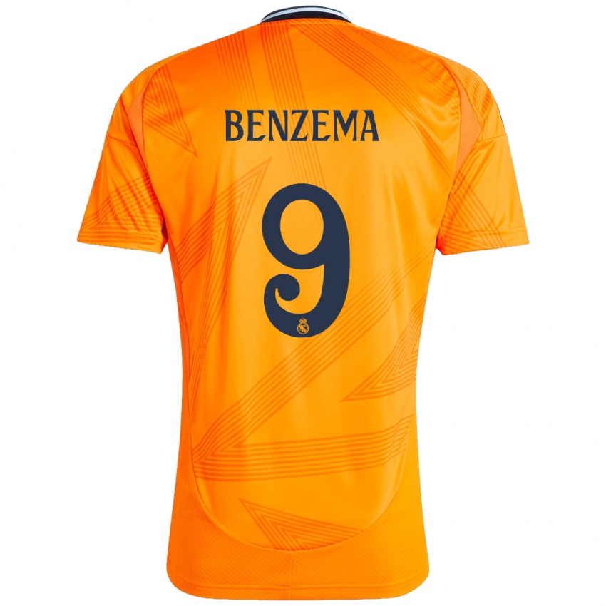 Uomo Maglia Karim Benzema #9 Arancione Kit Gara Away 2024/25 Maglietta