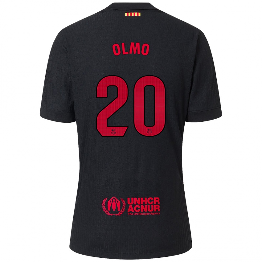 Uomo Maglia Dani Olmo #20 Nero Rosso Kit Gara Away 2024/25 Maglietta