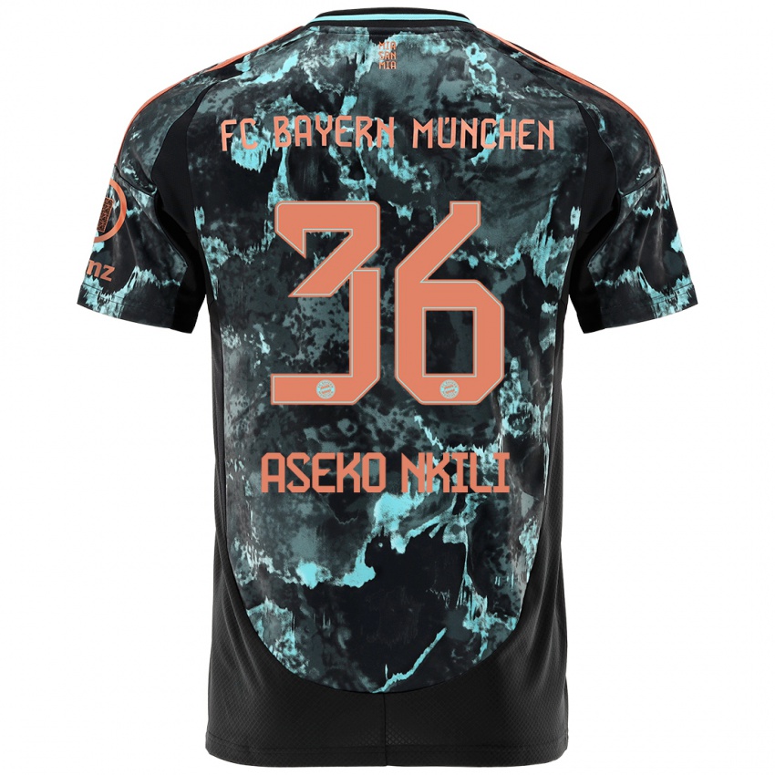 Uomo Maglia Noel Aseko Nkili #36 Nero Kit Gara Away 2024/25 Maglietta