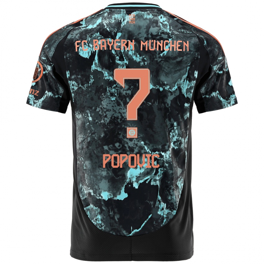 Uomo Maglia Marko Popovic #0 Nero Kit Gara Away 2024/25 Maglietta