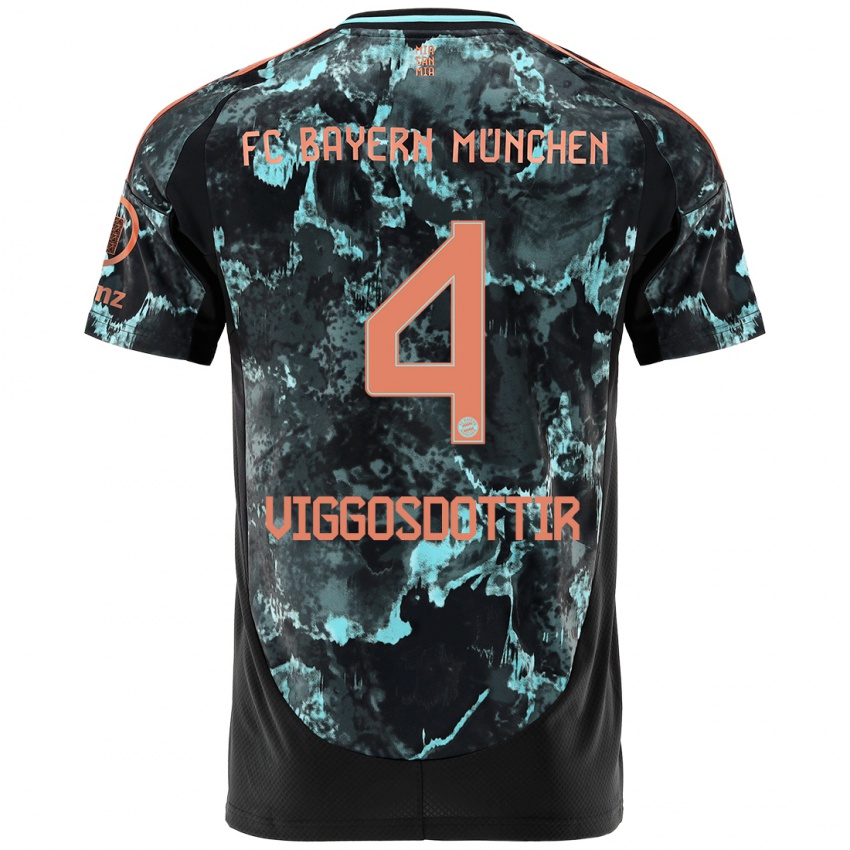 Uomo Maglia Glódís Perla Viggósdóttir #4 Nero Kit Gara Away 2024/25 Maglietta