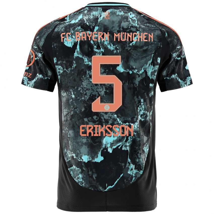 Uomo Maglia Magdalena Eriksson #5 Nero Kit Gara Away 2024/25 Maglietta