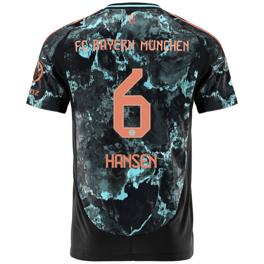 Uomo Maglia Tuva Hansen #6 Nero Kit Gara Away 2024/25 Maglietta