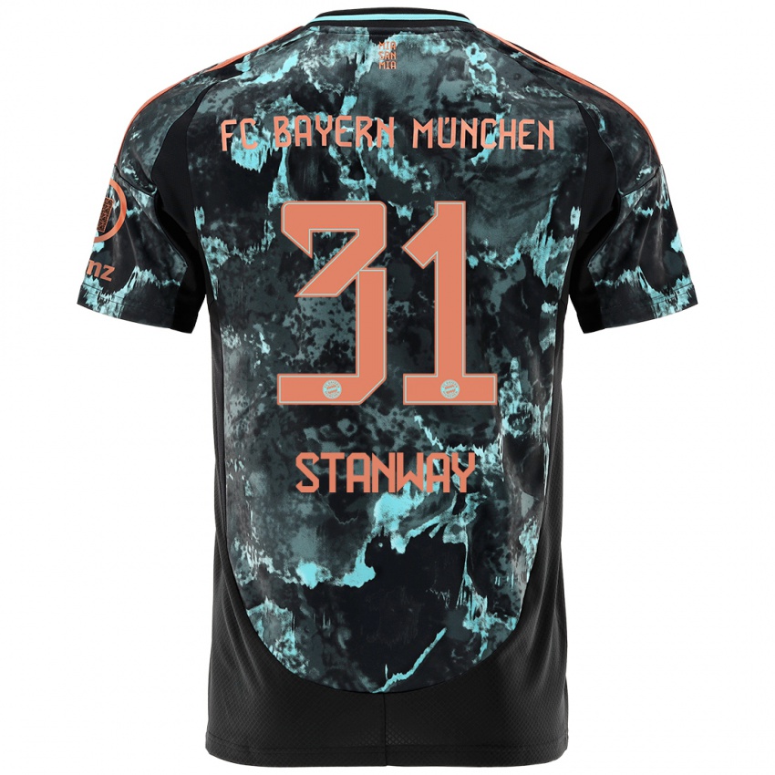 Uomo Maglia Georgia Stanway #31 Nero Kit Gara Away 2024/25 Maglietta