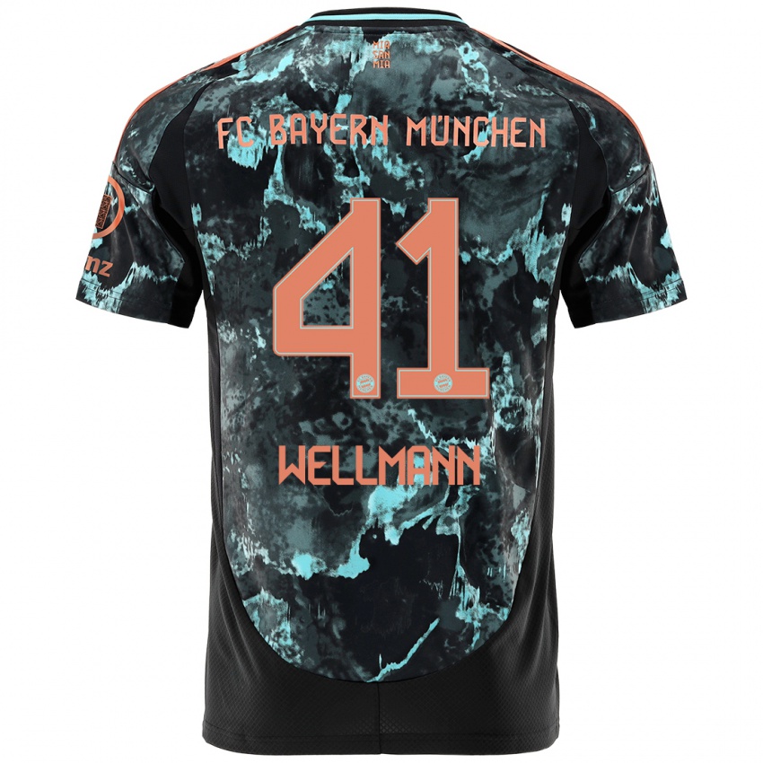 Uomo Maglia Anna Wellmann #41 Nero Kit Gara Away 2024/25 Maglietta