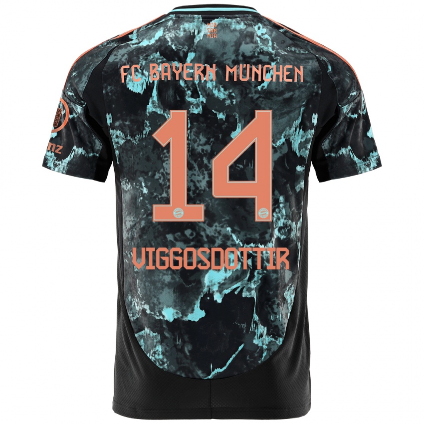 Uomo Maglia Glodis Perla Viggosdottir #14 Nero Kit Gara Away 2024/25 Maglietta