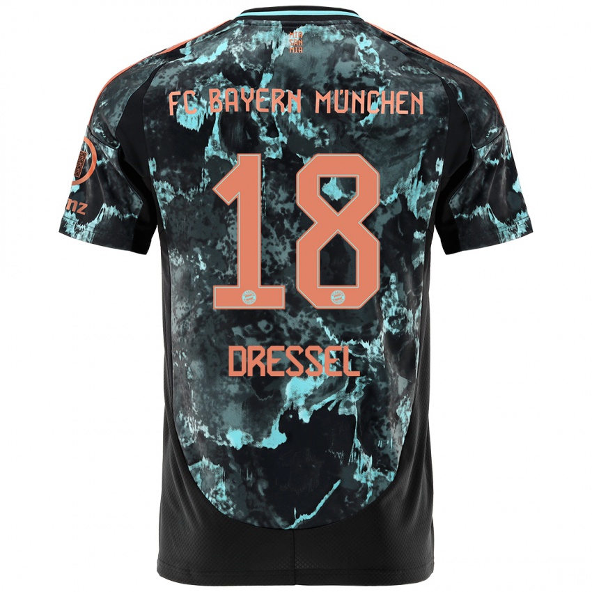 Uomo Maglia Timon Dressel #18 Nero Kit Gara Away 2024/25 Maglietta