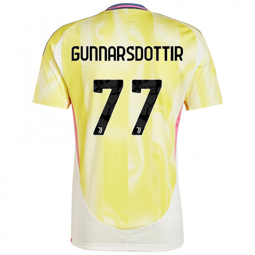 Uomo Maglia Sara Bjork Gunnarsdottir #77 Giallo Solare Kit Gara Away 2024/25 Maglietta