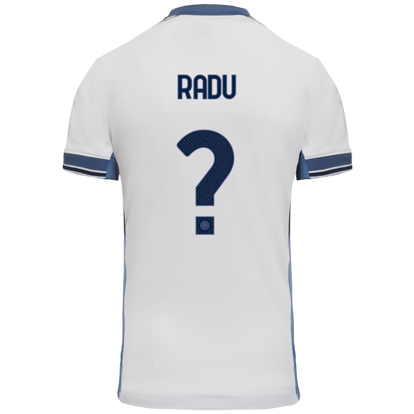 Uomo Maglia Andrei Radu #0 Bianco Grigio Kit Gara Away 2024/25 Maglietta