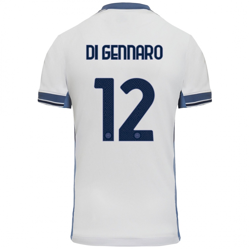 Uomo Maglia Raffaele Di Gennaro #12 Bianco Grigio Kit Gara Away 2024/25 Maglietta