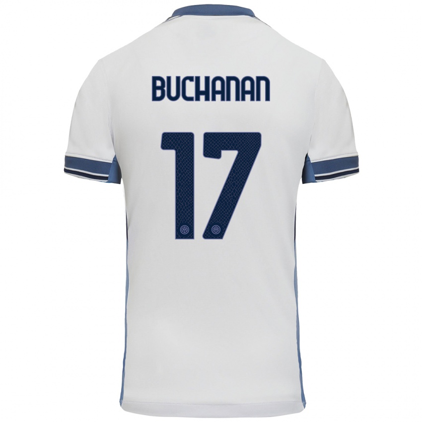 Uomo Maglia Tajon Buchanan #17 Bianco Grigio Kit Gara Away 2024/25 Maglietta