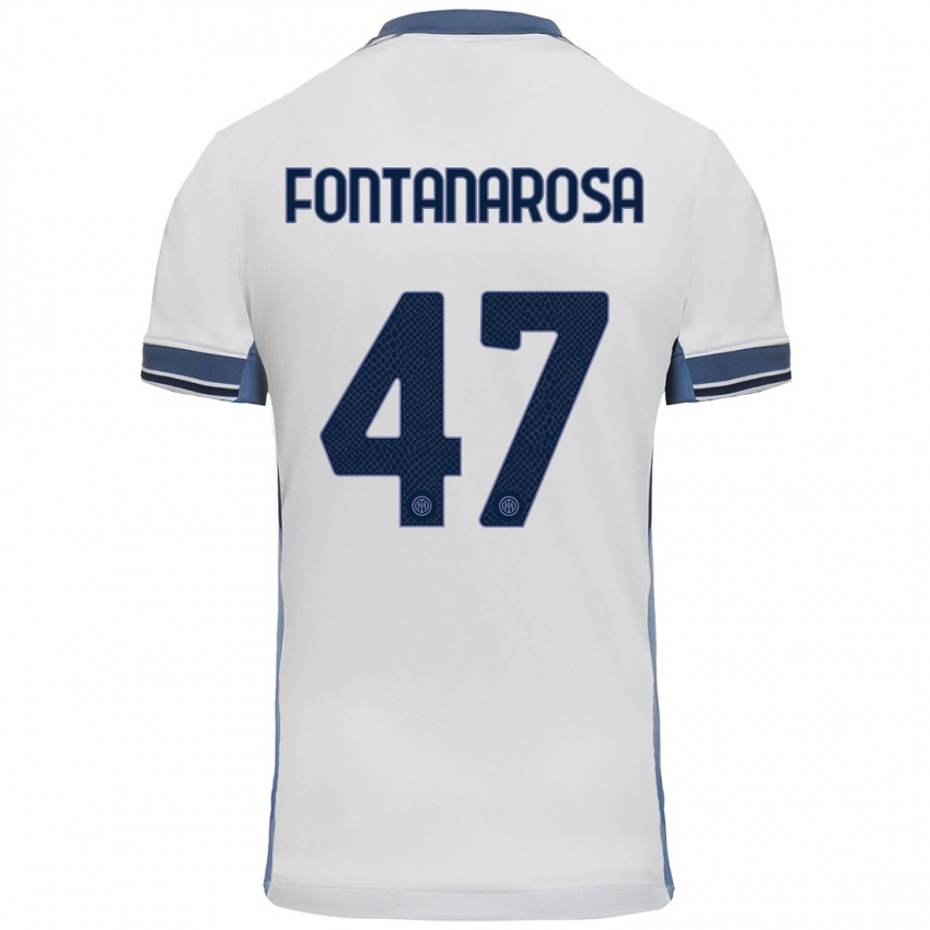 Uomo Maglia Alessandro Fontanarosa #47 Bianco Grigio Kit Gara Away 2024/25 Maglietta