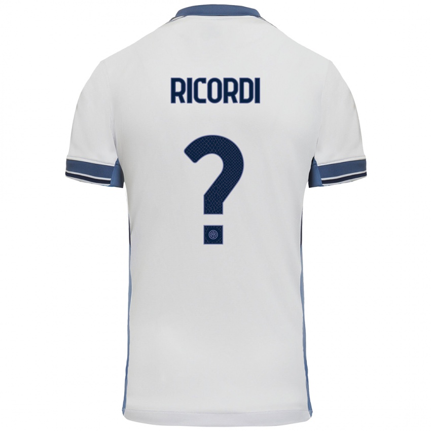 Uomo Maglia Tommaso Ricordi #0 Bianco Grigio Kit Gara Away 2024/25 Maglietta