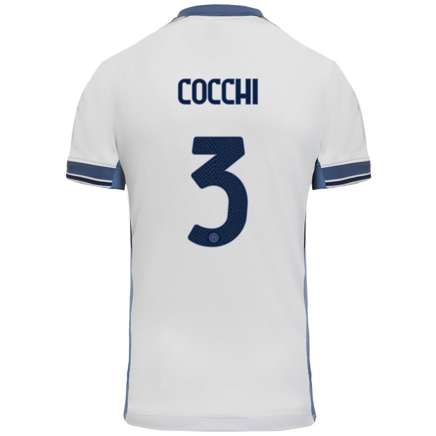 Uomo Maglia Matteo Cocchi #3 Bianco Grigio Kit Gara Away 2024/25 Maglietta