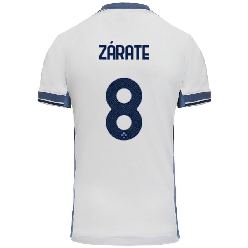 Uomo Maglia Dilan Zárate #8 Bianco Grigio Kit Gara Away 2024/25 Maglietta