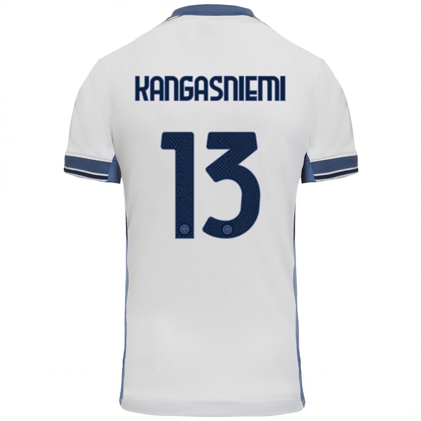 Uomo Maglia Ilari Kangasniemi #13 Bianco Grigio Kit Gara Away 2024/25 Maglietta