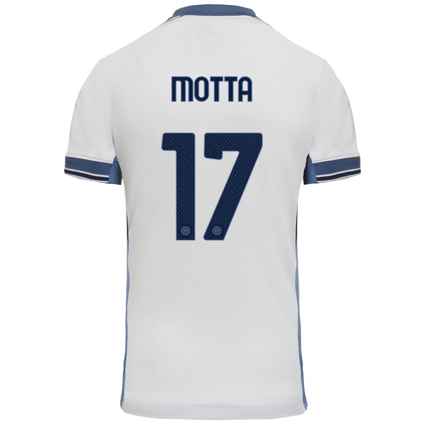 Uomo Maglia Matteo Motta #17 Bianco Grigio Kit Gara Away 2024/25 Maglietta