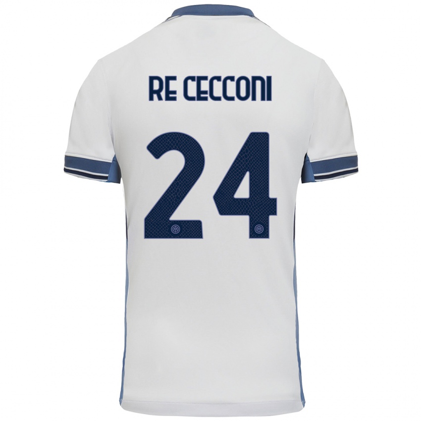 Uomo Maglia Gabriele Re Cecconi #24 Bianco Grigio Kit Gara Away 2024/25 Maglietta