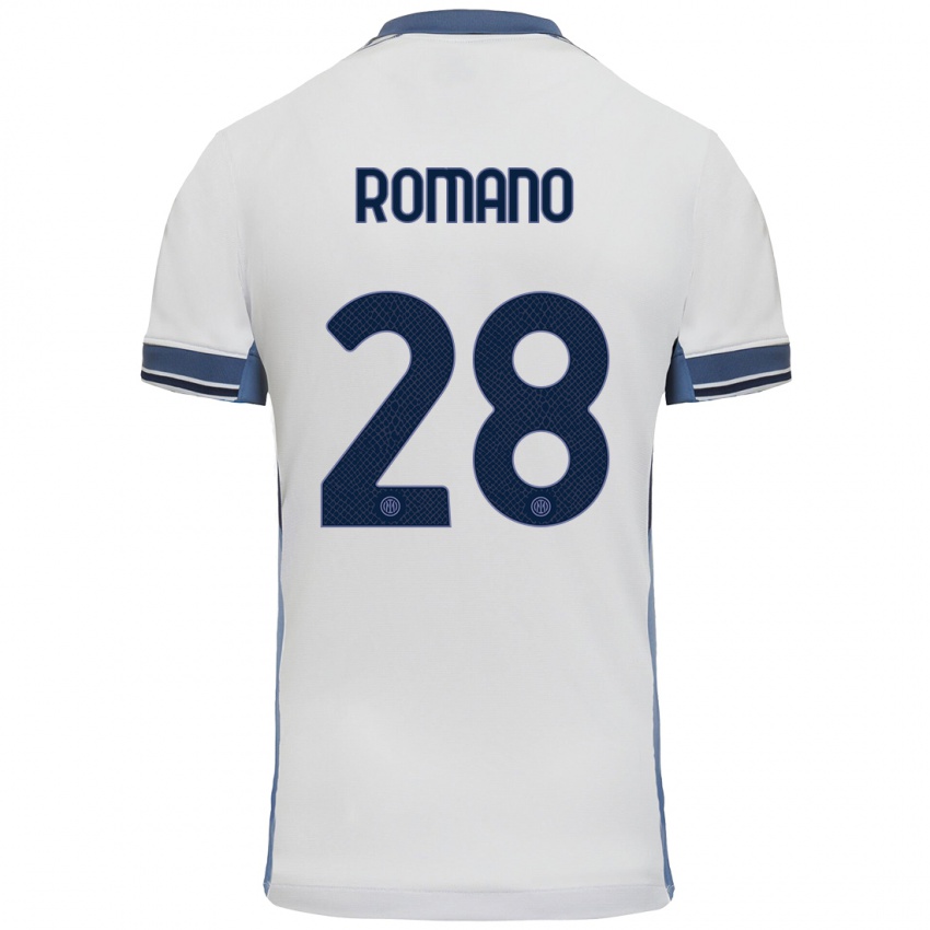 Uomo Maglia Thiago Romano #28 Bianco Grigio Kit Gara Away 2024/25 Maglietta