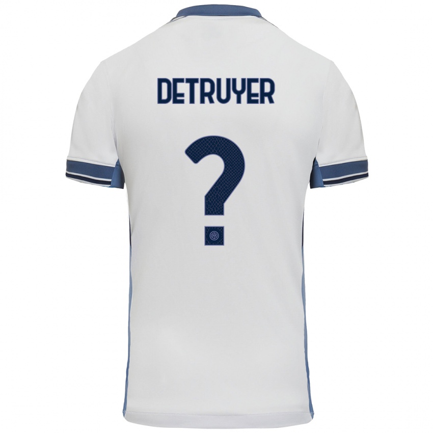 Uomo Maglia Marie Detruyer #0 Bianco Grigio Kit Gara Away 2024/25 Maglietta