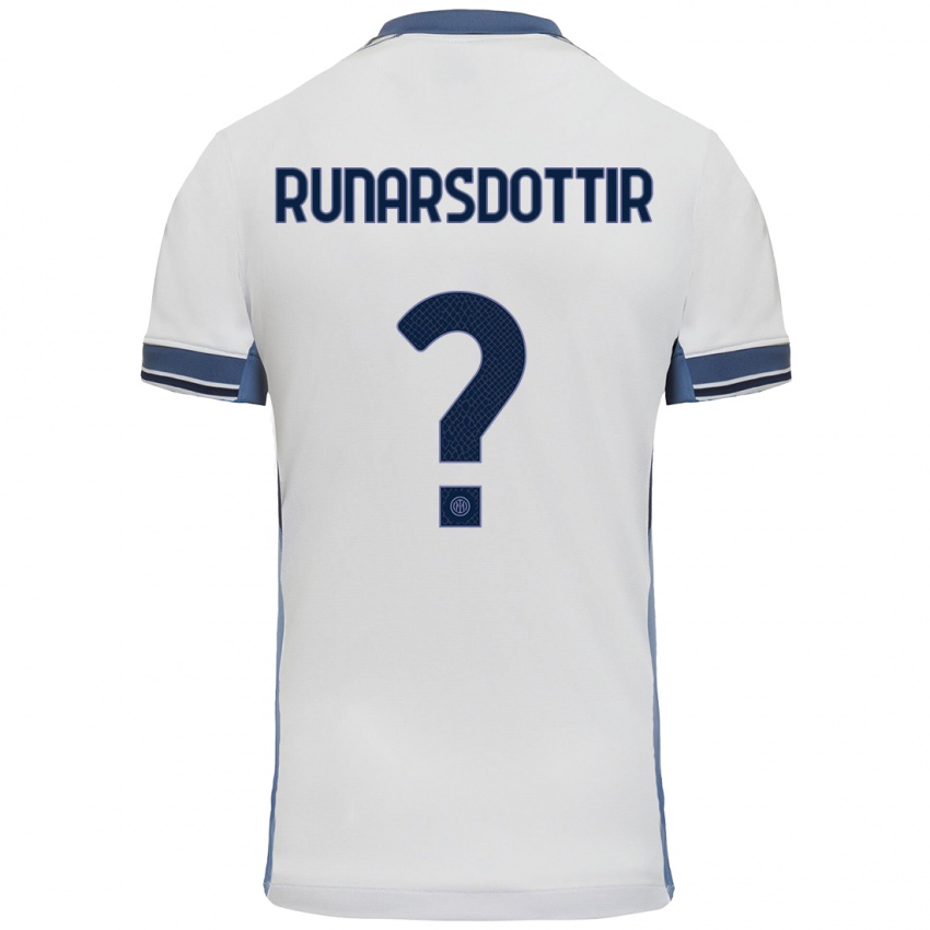 Uomo Maglia Cecilía Rán Rúnarsdóttir #0 Bianco Grigio Kit Gara Away 2024/25 Maglietta