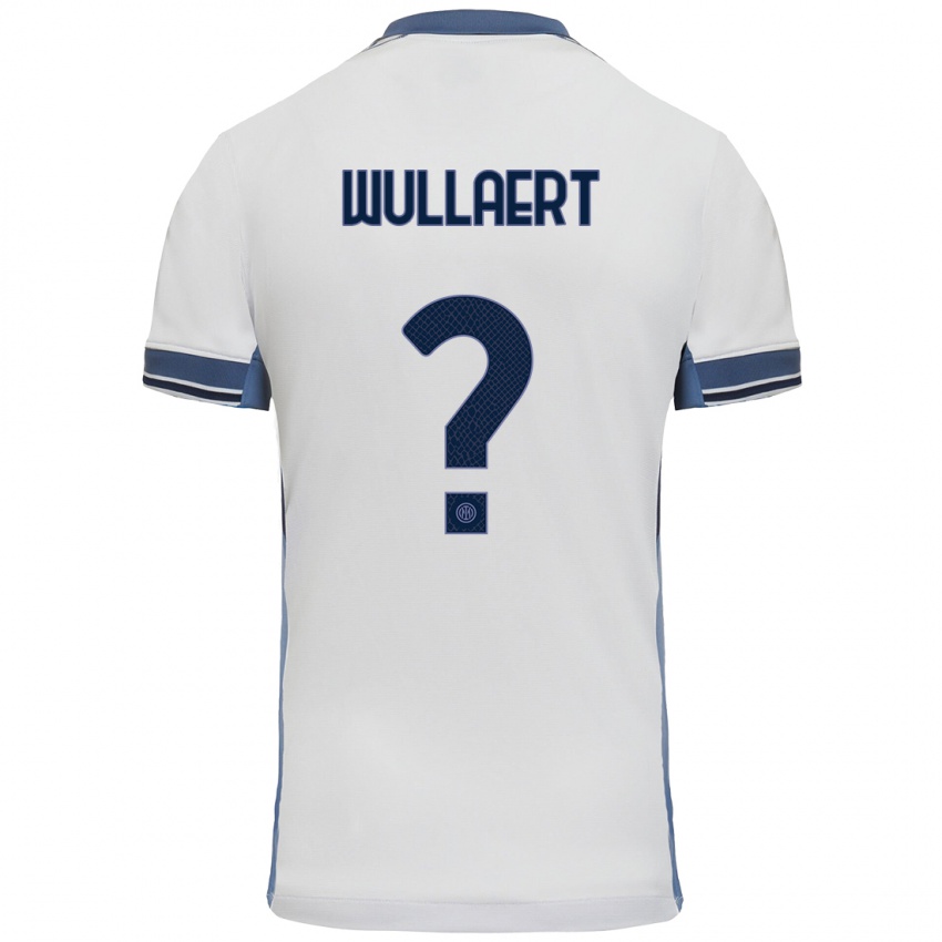 Uomo Maglia Tessa Wullaert #0 Bianco Grigio Kit Gara Away 2024/25 Maglietta