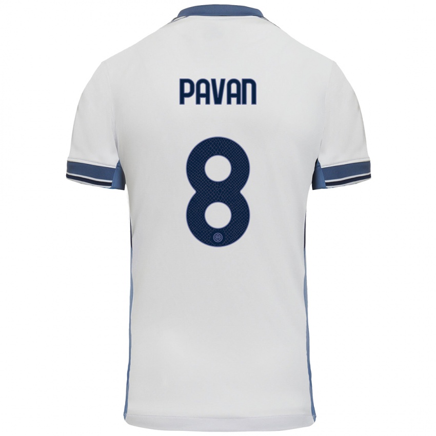 Uomo Maglia Matilde Pavan #8 Bianco Grigio Kit Gara Away 2024/25 Maglietta