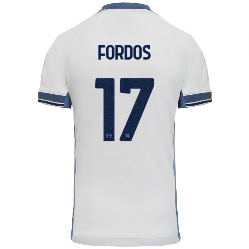 Uomo Maglia Beatrix Fördős #17 Bianco Grigio Kit Gara Away 2024/25 Maglietta