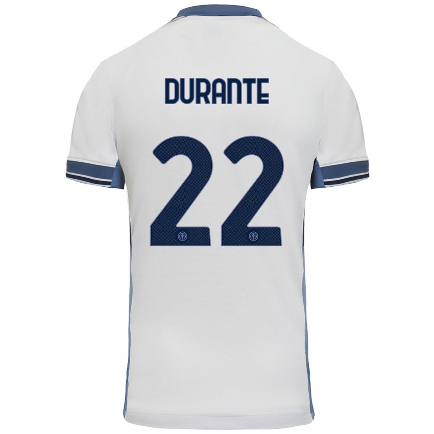 Uomo Maglia Francesca Durante #22 Bianco Grigio Kit Gara Away 2024/25 Maglietta