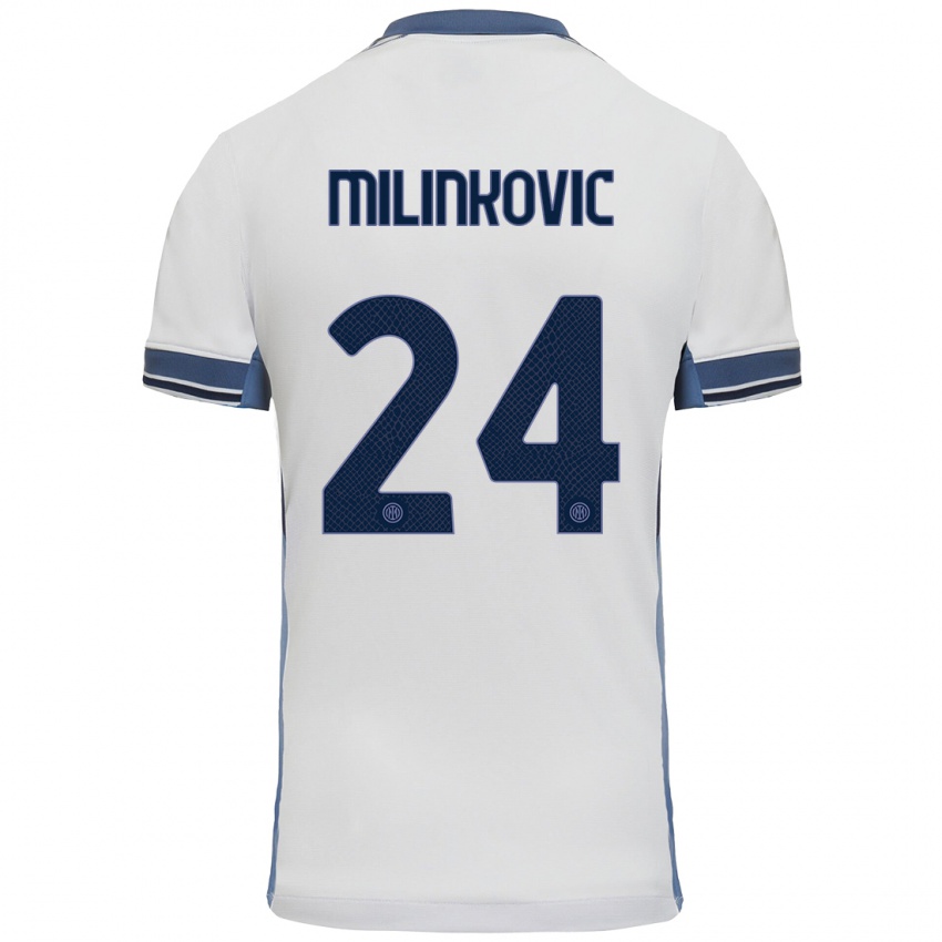 Uomo Maglia Marija Milinković #24 Bianco Grigio Kit Gara Away 2024/25 Maglietta