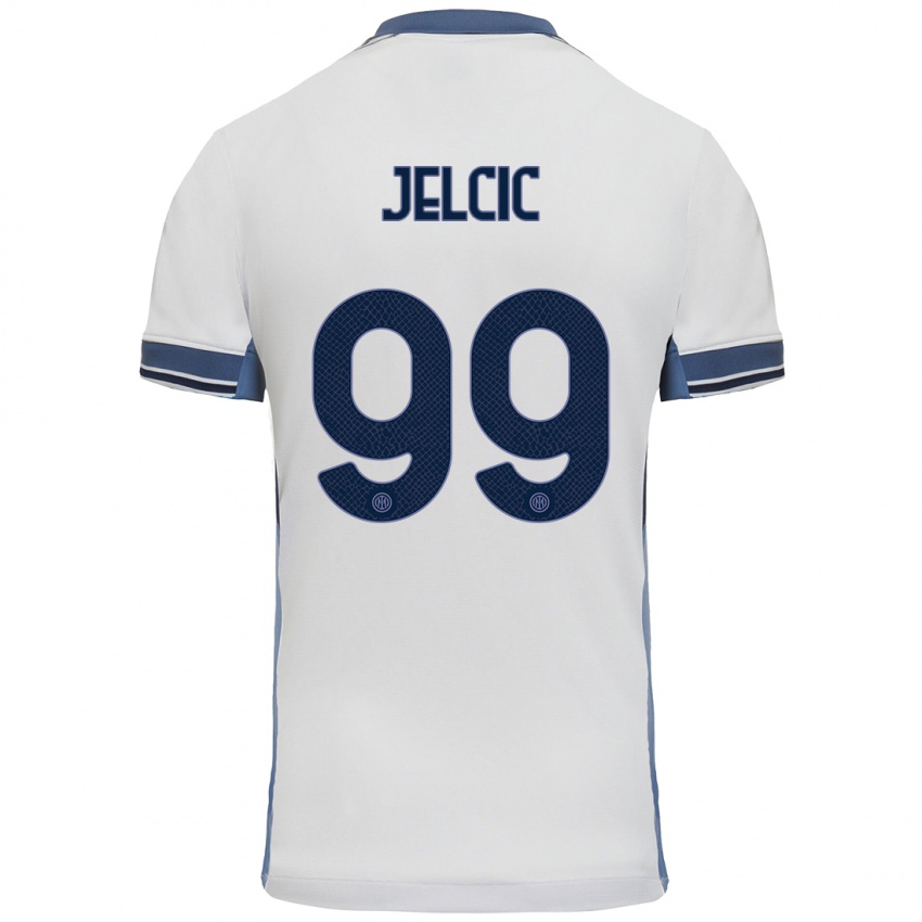 Uomo Maglia Maja Jelčić #99 Bianco Grigio Kit Gara Away 2024/25 Maglietta