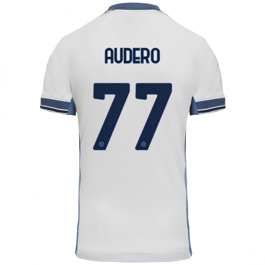 Uomo Maglia Emil Audero #77 Bianco Grigio Kit Gara Away 2024/25 Maglietta