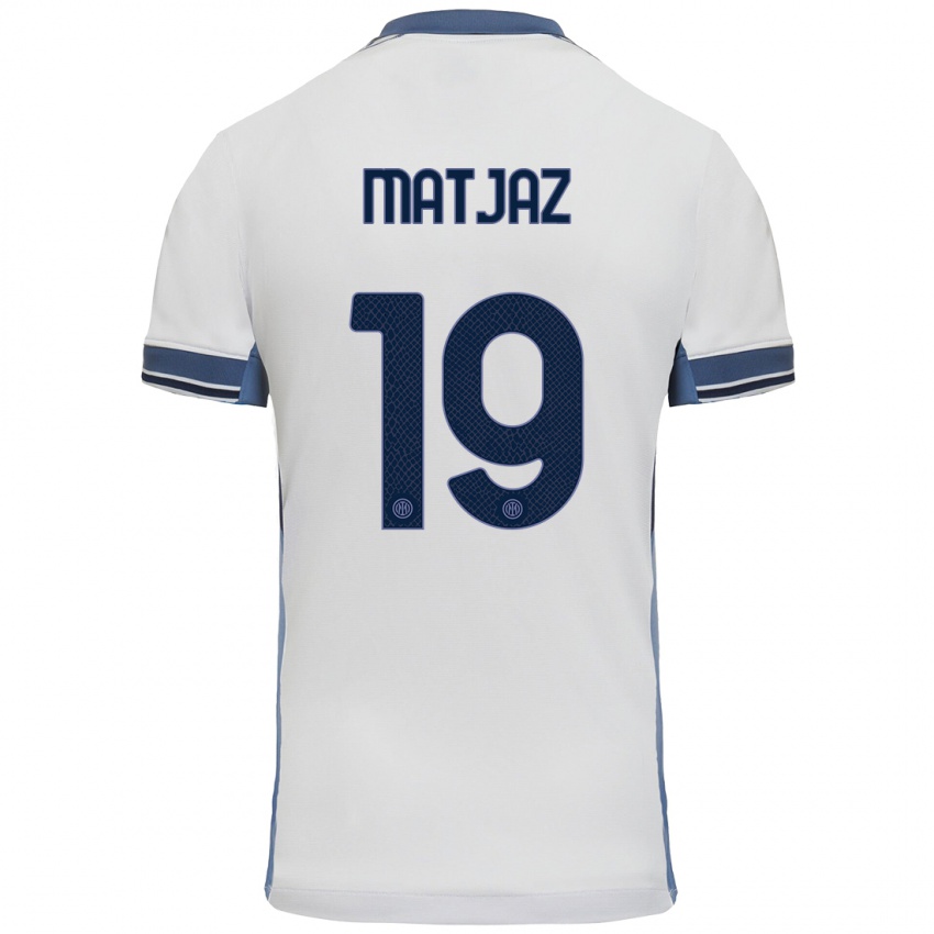 Uomo Maglia Samo Matjaz #19 Bianco Grigio Kit Gara Away 2024/25 Maglietta