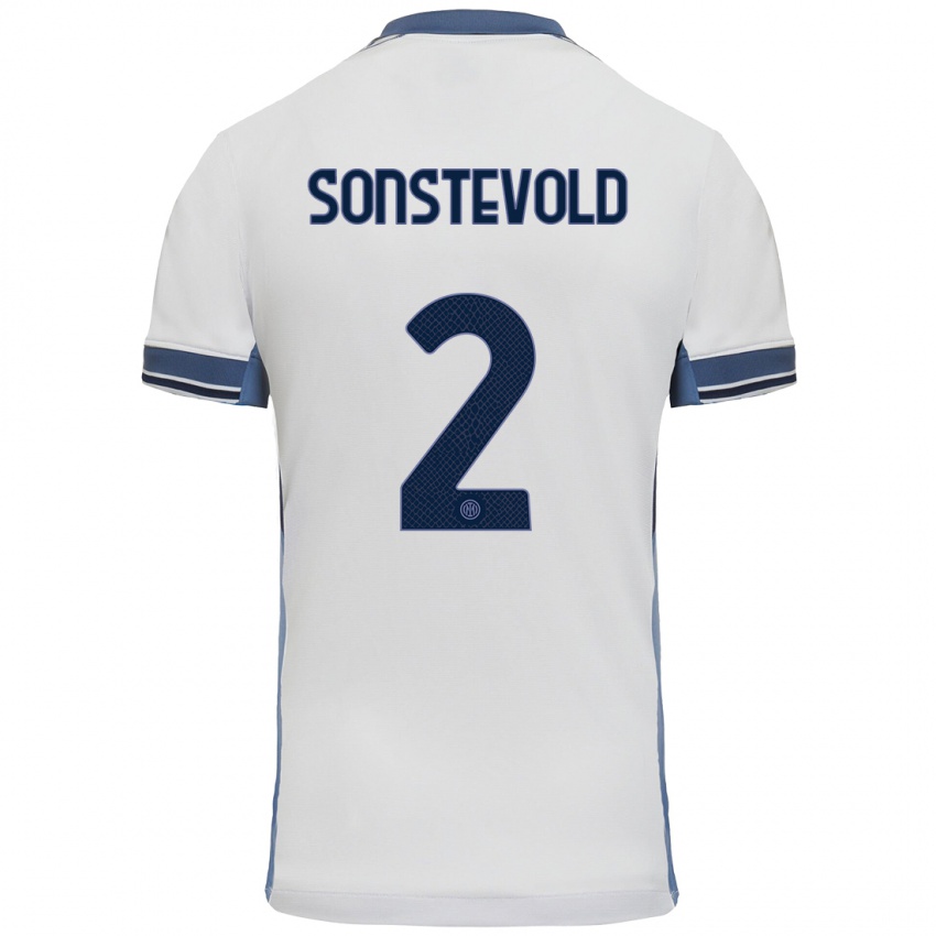 Uomo Maglia Anja Sonstevold #2 Bianco Grigio Kit Gara Away 2024/25 Maglietta