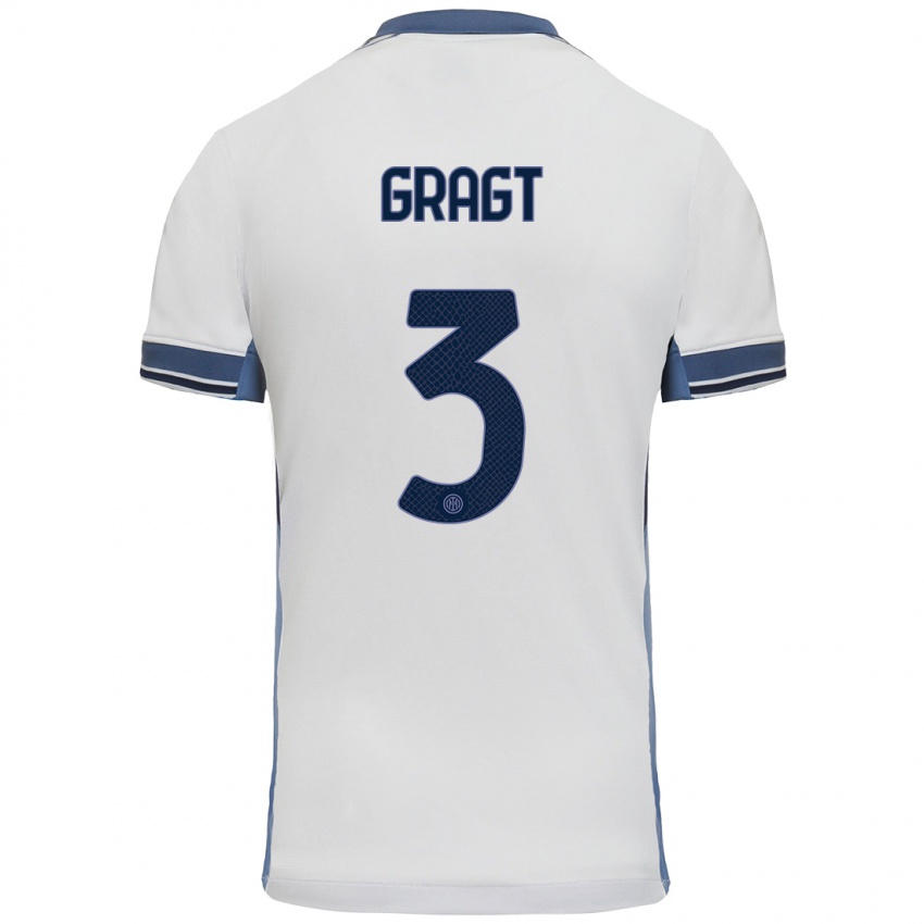 Uomo Maglia Stefanie Van Der Gragt #3 Bianco Grigio Kit Gara Away 2024/25 Maglietta