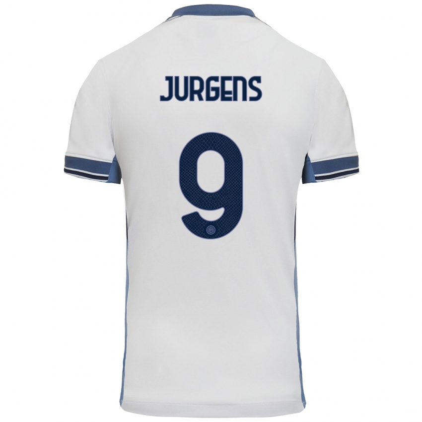 Uomo Maglia Oliver Jurgens #9 Bianco Grigio Kit Gara Away 2024/25 Maglietta