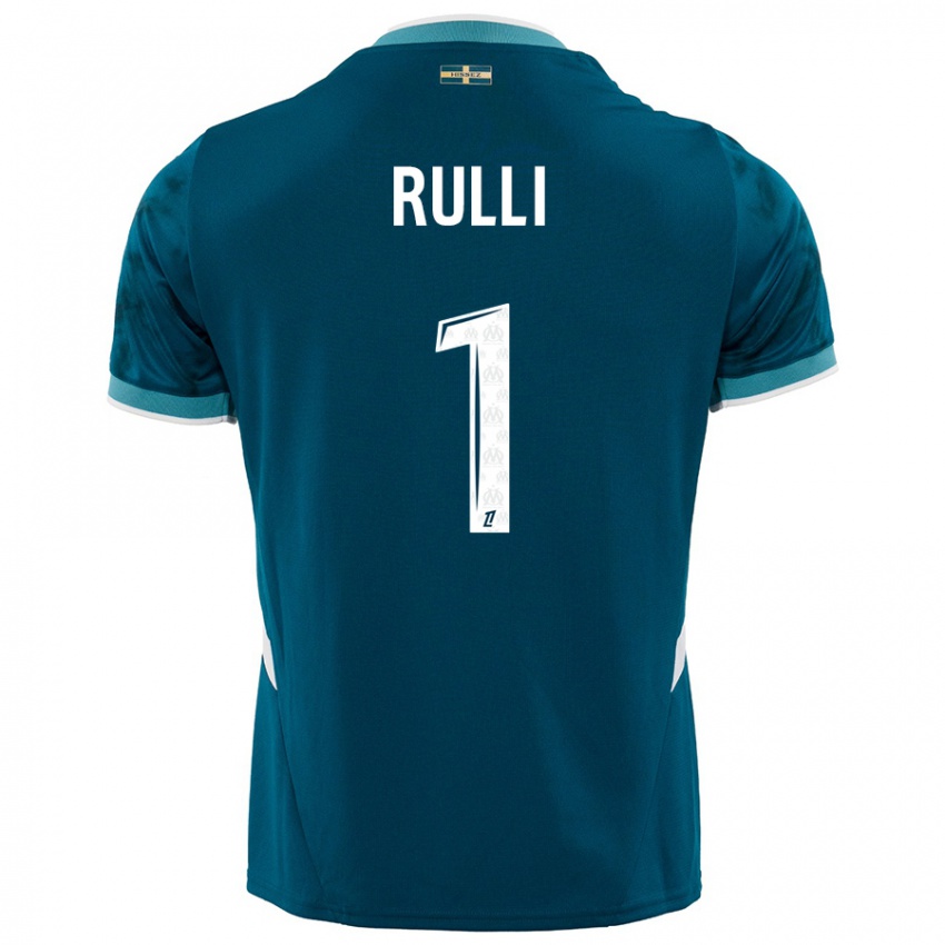 Uomo Maglia Geronimo Rulli #1 Turchese Blu Kit Gara Away 2024/25 Maglietta