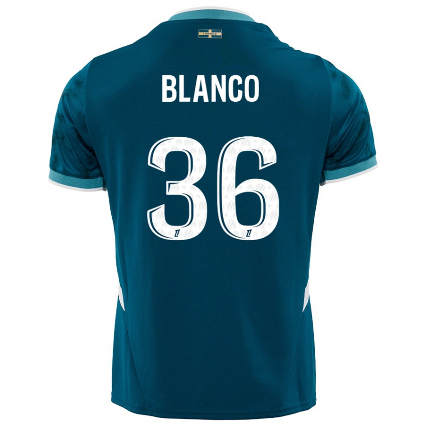 Uomo Maglia Ruben Blanco #36 Turchese Blu Kit Gara Away 2024/25 Maglietta