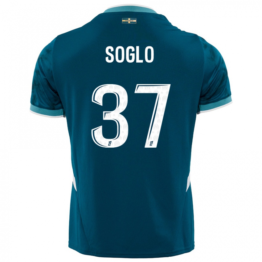 Uomo Maglia Emran Soglo #37 Turchese Blu Kit Gara Away 2024/25 Maglietta