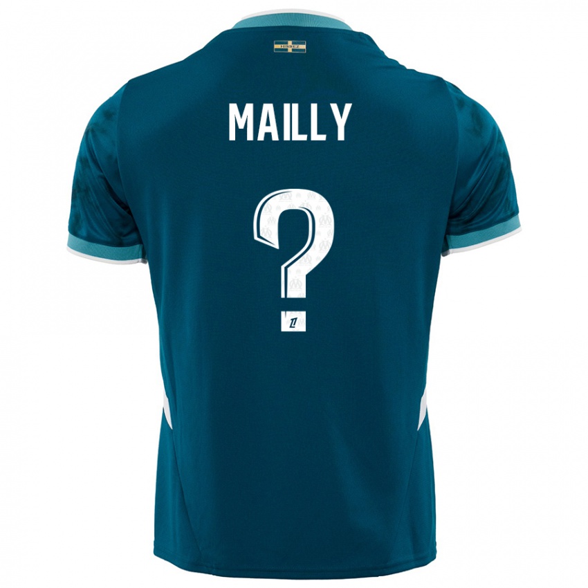 Uomo Maglia Evan Mailly #0 Turchese Blu Kit Gara Away 2024/25 Maglietta