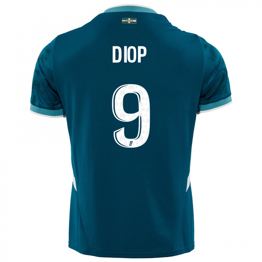 Uomo Maglia Mama Diop #9 Turchese Blu Kit Gara Away 2024/25 Maglietta