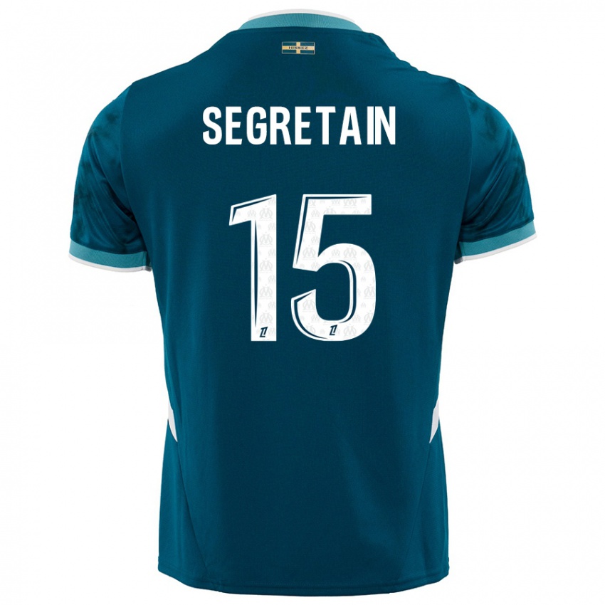 Uomo Maglia Julie Ségrétain #15 Turchese Blu Kit Gara Away 2024/25 Maglietta