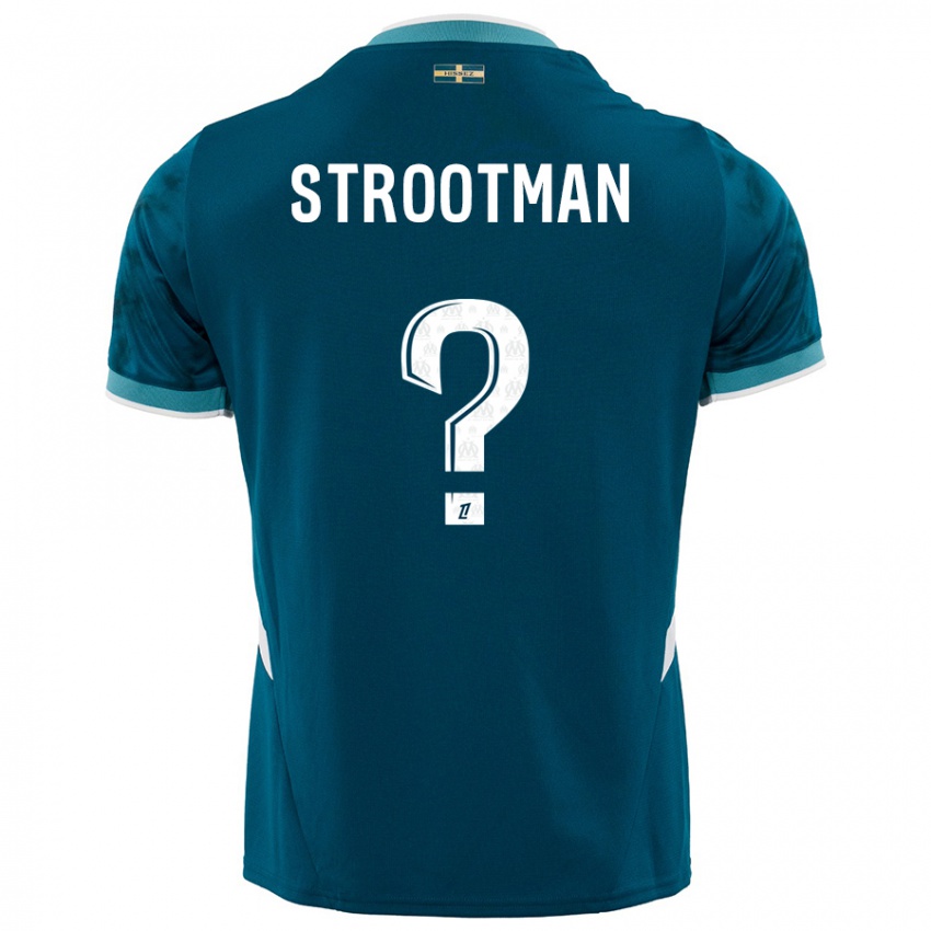 Uomo Maglia Kevin Strootman #0 Turchese Blu Kit Gara Away 2024/25 Maglietta