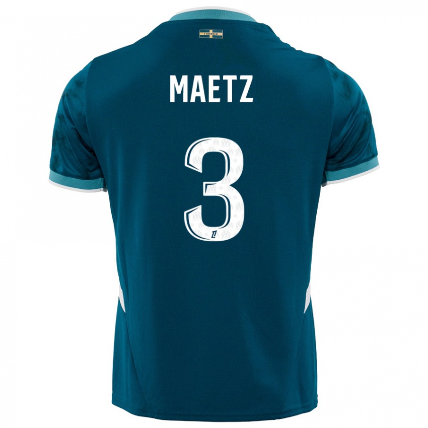 Uomo Maglia Agathe Maetz #3 Turchese Blu Kit Gara Away 2024/25 Maglietta